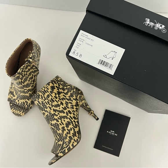 Coach Leather Peep Toe Helled Ankle Boots - New In Box - Size 8.5 - Reemoly - Picture 2 of 16